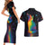 Cat Colorful Christmas Couples Matching Short Sleeve Bodycon Dress and Hawaiian Shirt Xmas Holiday Patterns - Wonder Print Shop
