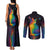 Cat Colorful Christmas Couples Matching Tank Maxi Dress and Long Sleeve Button Shirt Xmas Holiday Patterns - Wonder Print Shop