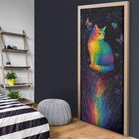 Cat Colorful Christmas Door Cover Xmas Holiday Patterns - Wonder Print Shop