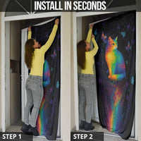 Cat Colorful Christmas Door Cover Xmas Holiday Patterns - Wonder Print Shop