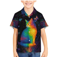Cat Colorful Christmas Family Matching Mermaid Dress and Hawaiian Shirt Xmas Holiday Patterns - Wonder Print Shop