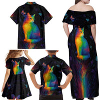 Cat Colorful Christmas Family Matching Off Shoulder Maxi Dress and Hawaiian Shirt Xmas Holiday Patterns - Wonder Print Shop
