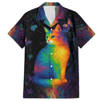 Cat Colorful Christmas Family Matching Off Shoulder Maxi Dress and Hawaiian Shirt Xmas Holiday Patterns - Wonder Print Shop