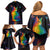 Cat Colorful Christmas Family Matching Off Shoulder Short Dress and Hawaiian Shirt Xmas Holiday Patterns - Wonder Print Shop