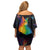 Cat Colorful Christmas Family Matching Off Shoulder Short Dress and Hawaiian Shirt Xmas Holiday Patterns - Wonder Print Shop