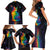 Cat Colorful Christmas Family Matching Short Sleeve Bodycon Dress and Hawaiian Shirt Xmas Holiday Patterns - Wonder Print Shop