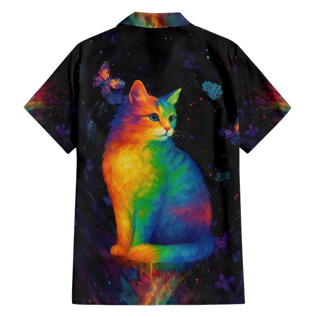 Cat Colorful Christmas Family Matching Short Sleeve Bodycon Dress and Hawaiian Shirt Xmas Holiday Patterns - Wonder Print Shop