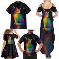 Cat Colorful Christmas Family Matching Summer Maxi Dress and Hawaiian Shirt Xmas Holiday Patterns - Wonder Print Shop