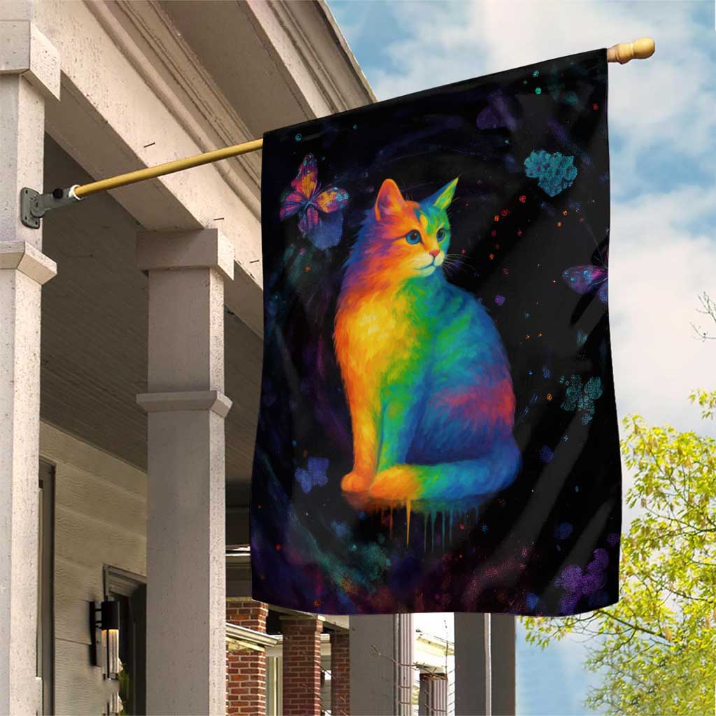 Cat Colorful Christmas Garden Flag Xmas Holiday Patterns - Wonder Print Shop