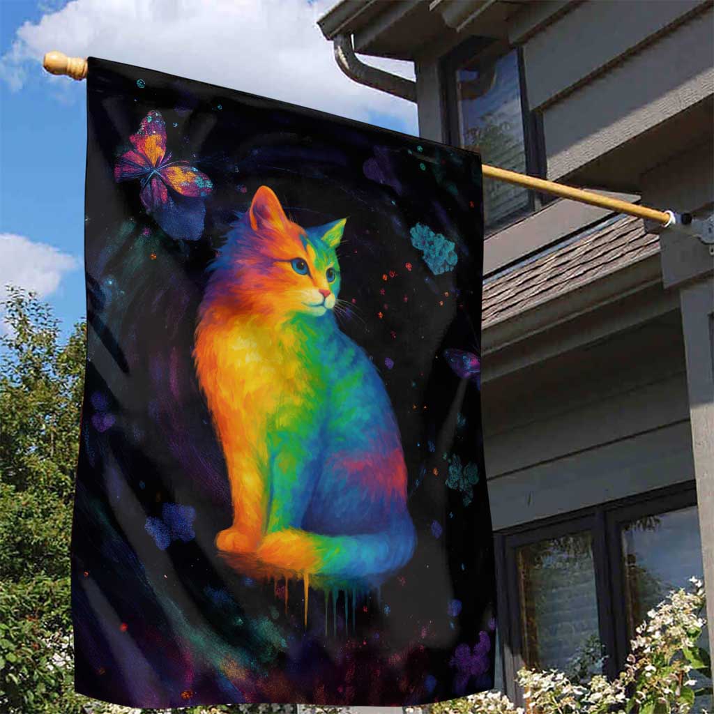 Cat Colorful Christmas Garden Flag Xmas Holiday Patterns - Wonder Print Shop