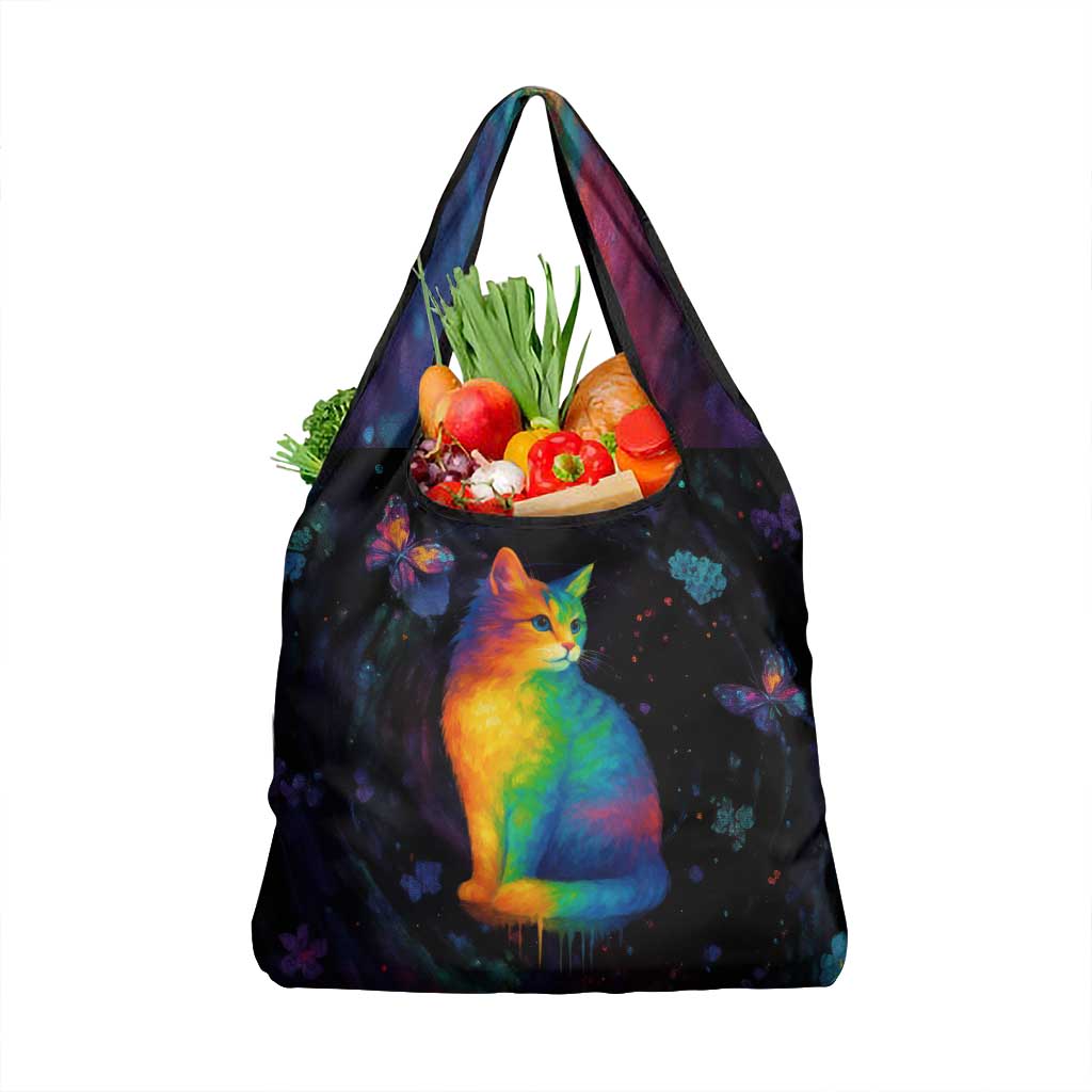 Cat Colorful Christmas Grocery Bag Xmas Holiday Patterns - Wonder Print Shop