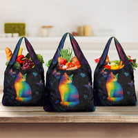Cat Colorful Christmas Grocery Bag Xmas Holiday Patterns - Wonder Print Shop