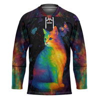Cat Colorful Christmas Hockey Jersey Xmas Holiday Patterns - Wonder Print Shop