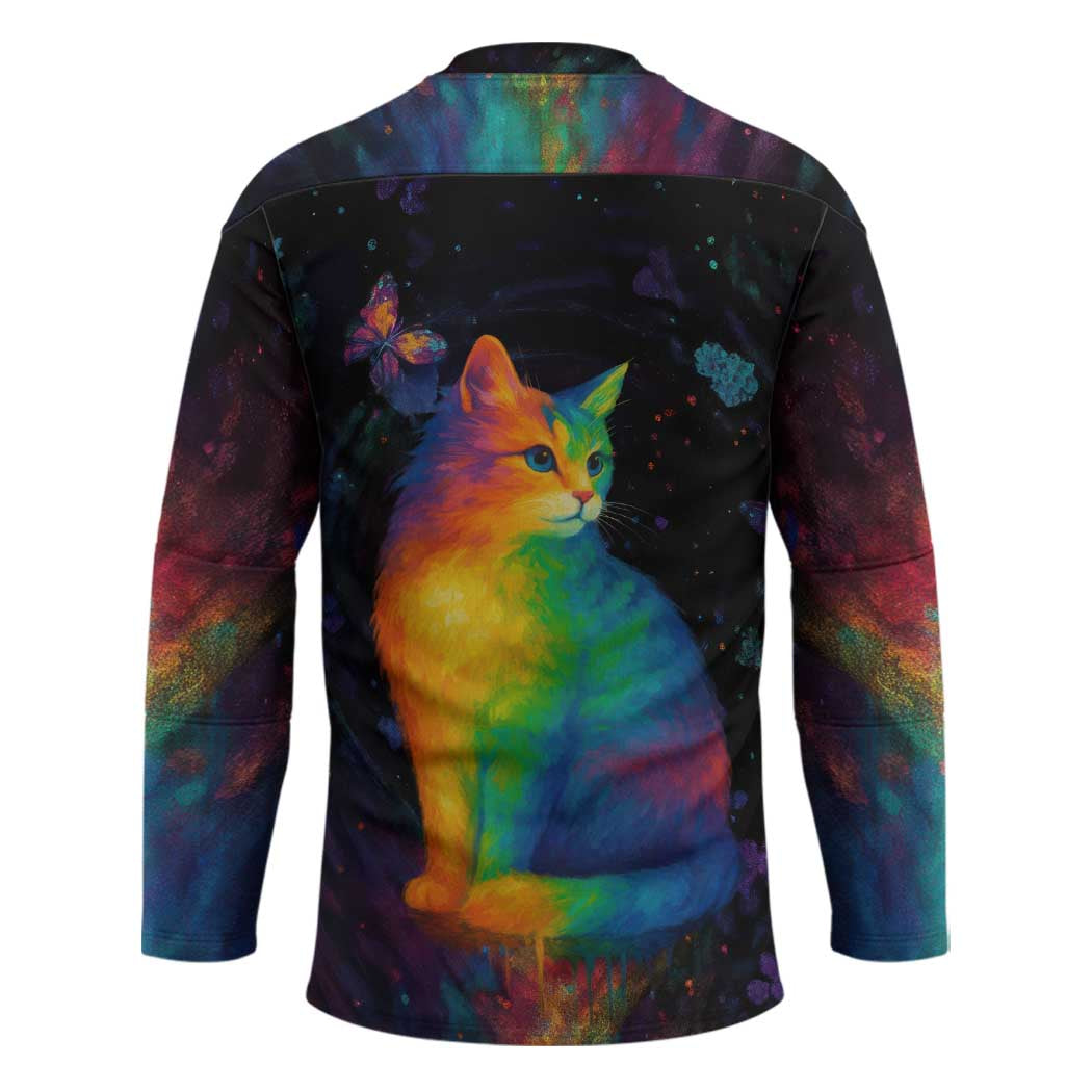 Cat Colorful Christmas Hockey Jersey Xmas Holiday Patterns - Wonder Print Shop