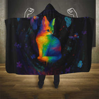 Cat Colorful Christmas Hooded Blanket Xmas Holiday Patterns - Wonder Print Shop