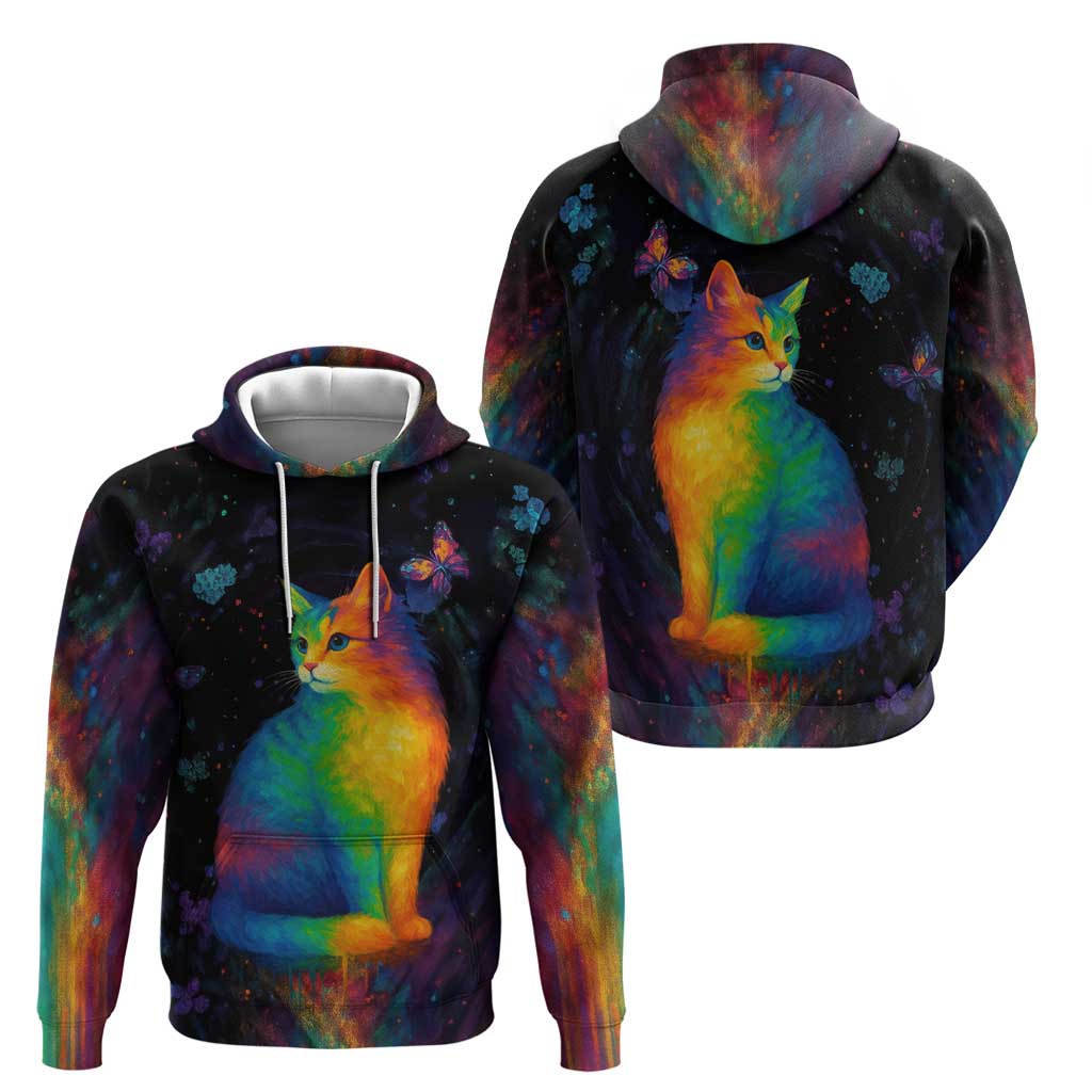 Cat Colorful Christmas Hoodie Xmas Holiday Patterns - Wonder Print Shop