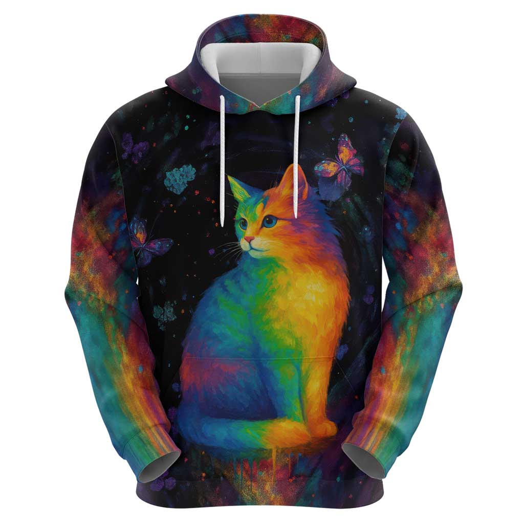 Cat Colorful Christmas Hoodie Xmas Holiday Patterns - Wonder Print Shop