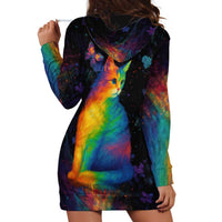 Cat Colorful Christmas Hoodie Dress Xmas Holiday Patterns - Wonder Print Shop
