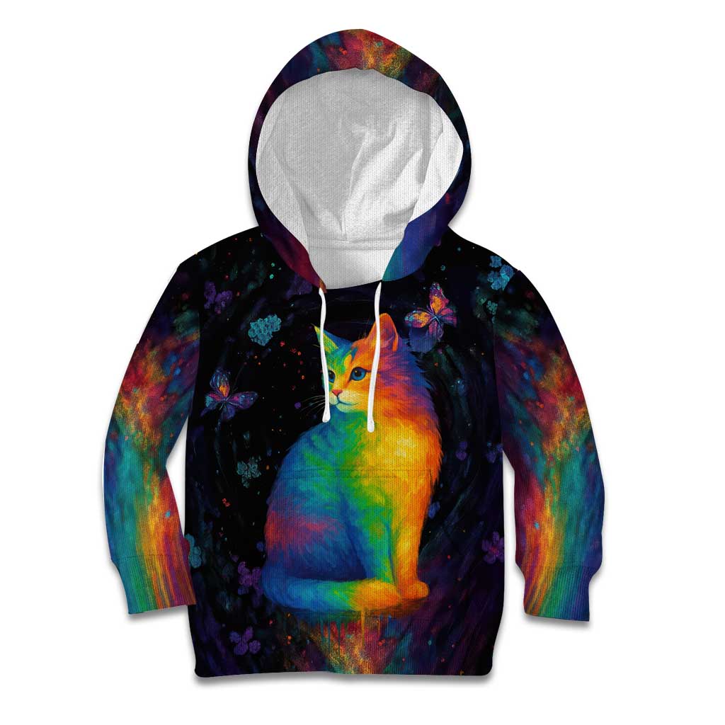 Cat Colorful Christmas Kid Hoodie Xmas Holiday Patterns - Wonder Print Shop