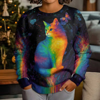 Cat Colorful Christmas Kid Ugly Christmas Sweater Xmas Holiday Patterns - Wonder Print Shop