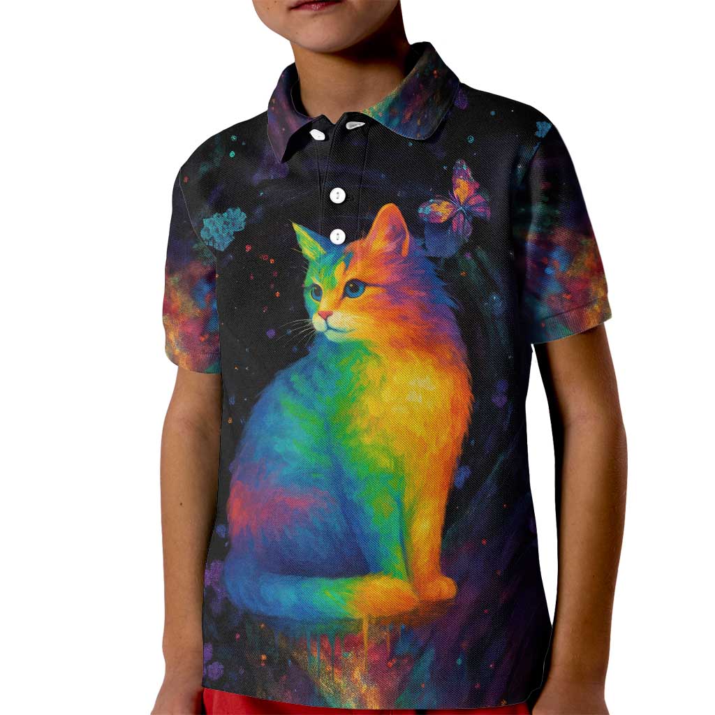 Cat Colorful Christmas Kid Polo Shirt Xmas Holiday Patterns - Wonder Print Shop