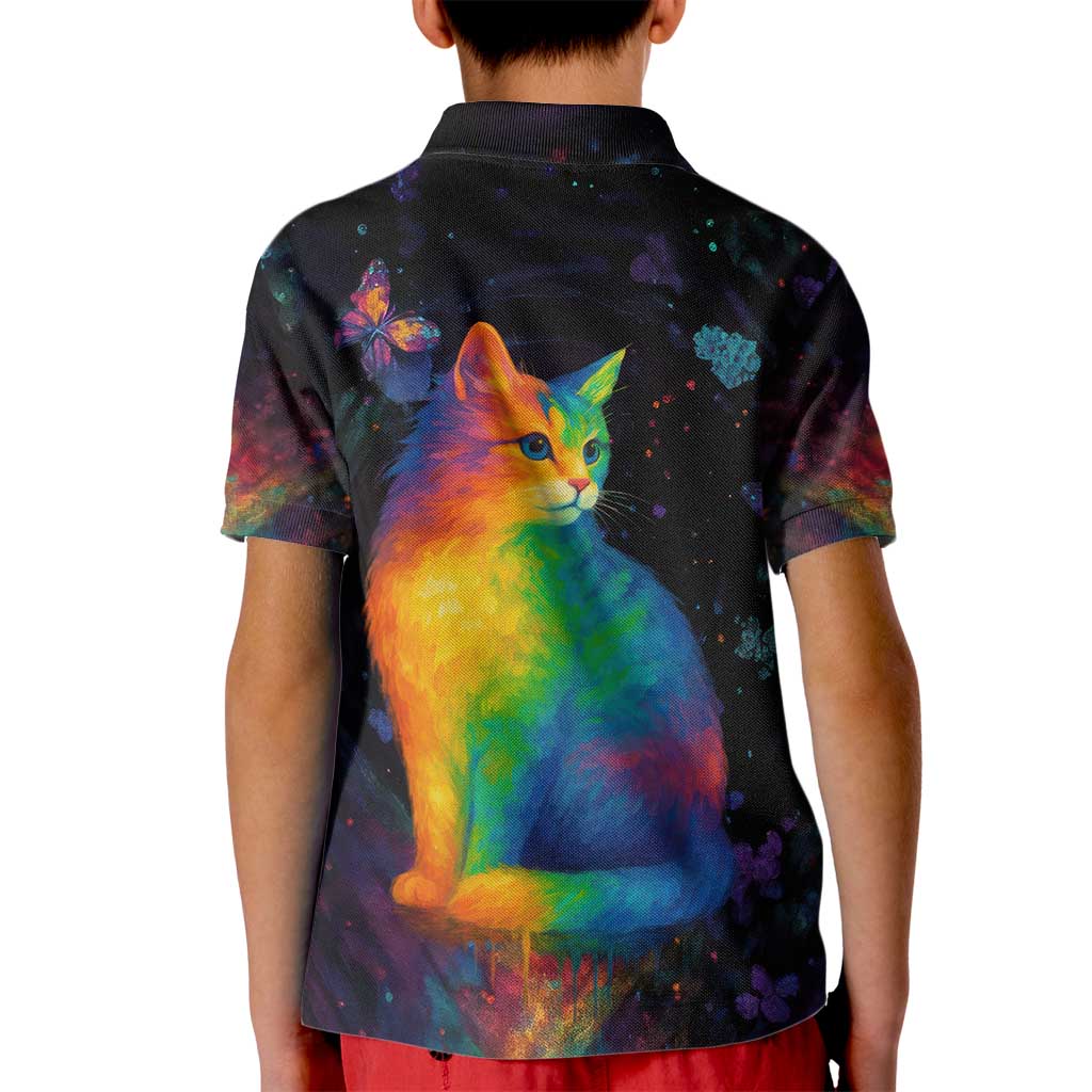 Cat Colorful Christmas Kid Polo Shirt Xmas Holiday Patterns - Wonder Print Shop
