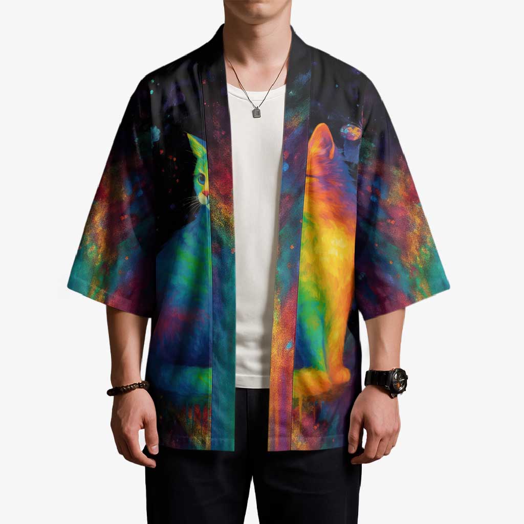 Cat Colorful Christmas Kimono Xmas Holiday Patterns - Wonder Print Shop