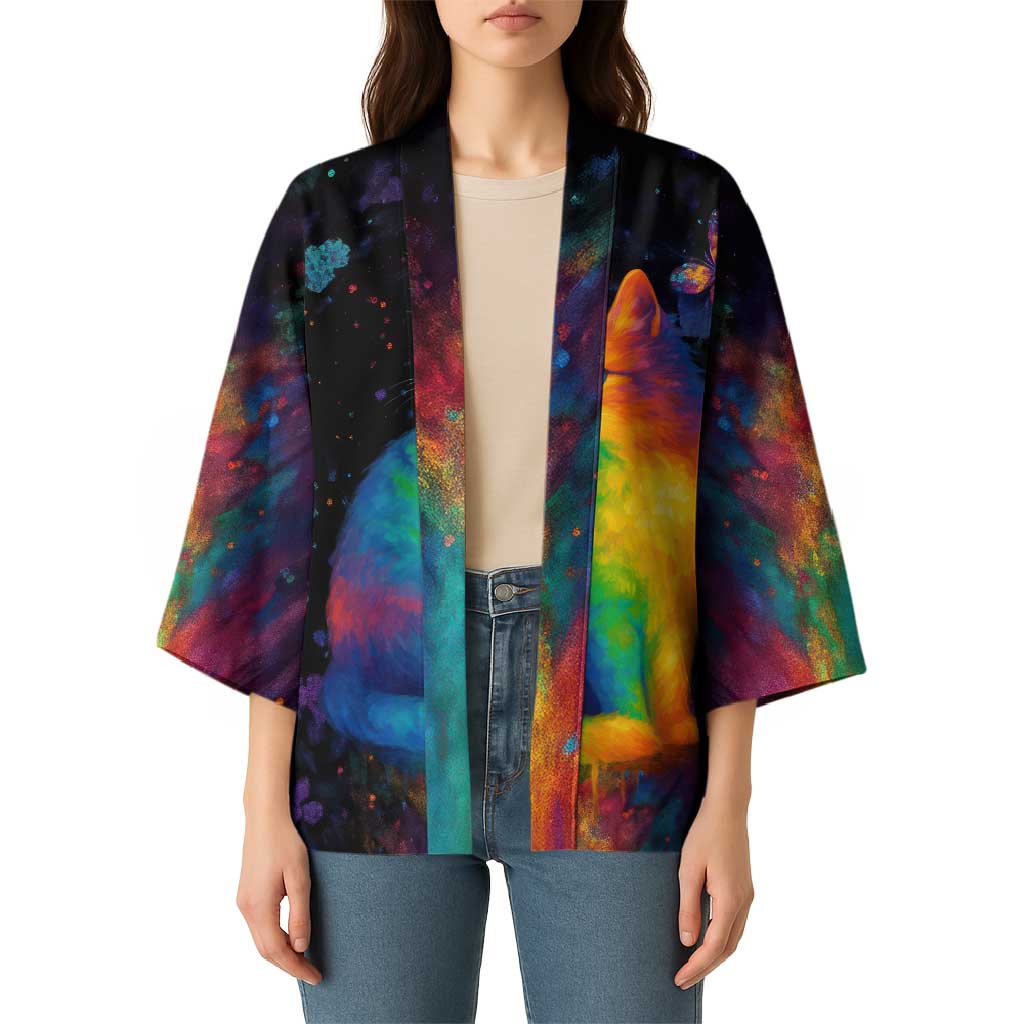 Cat Colorful Christmas Kimono Xmas Holiday Patterns - Wonder Print Shop