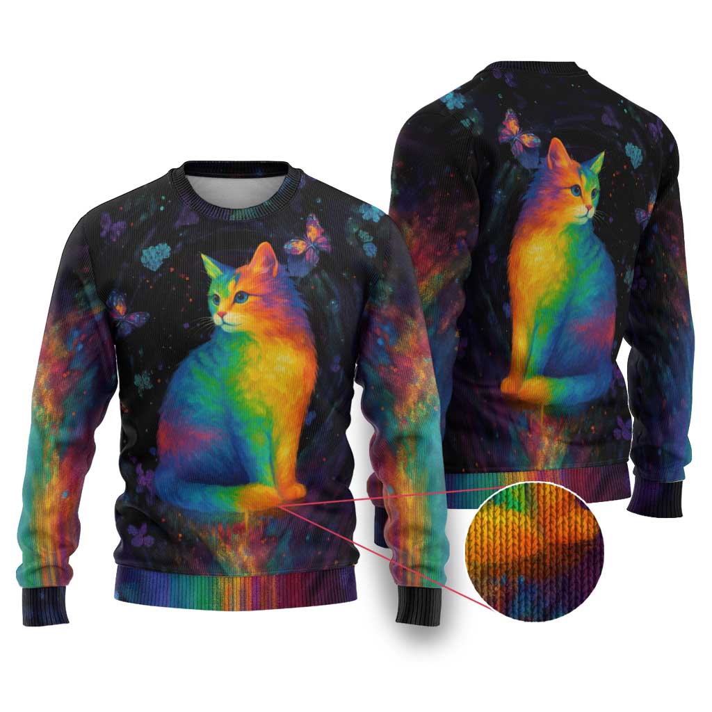 Cat Colorful Christmas Ugly Christmas Sweater Xmas Holiday Patterns - Wonder Print Shop