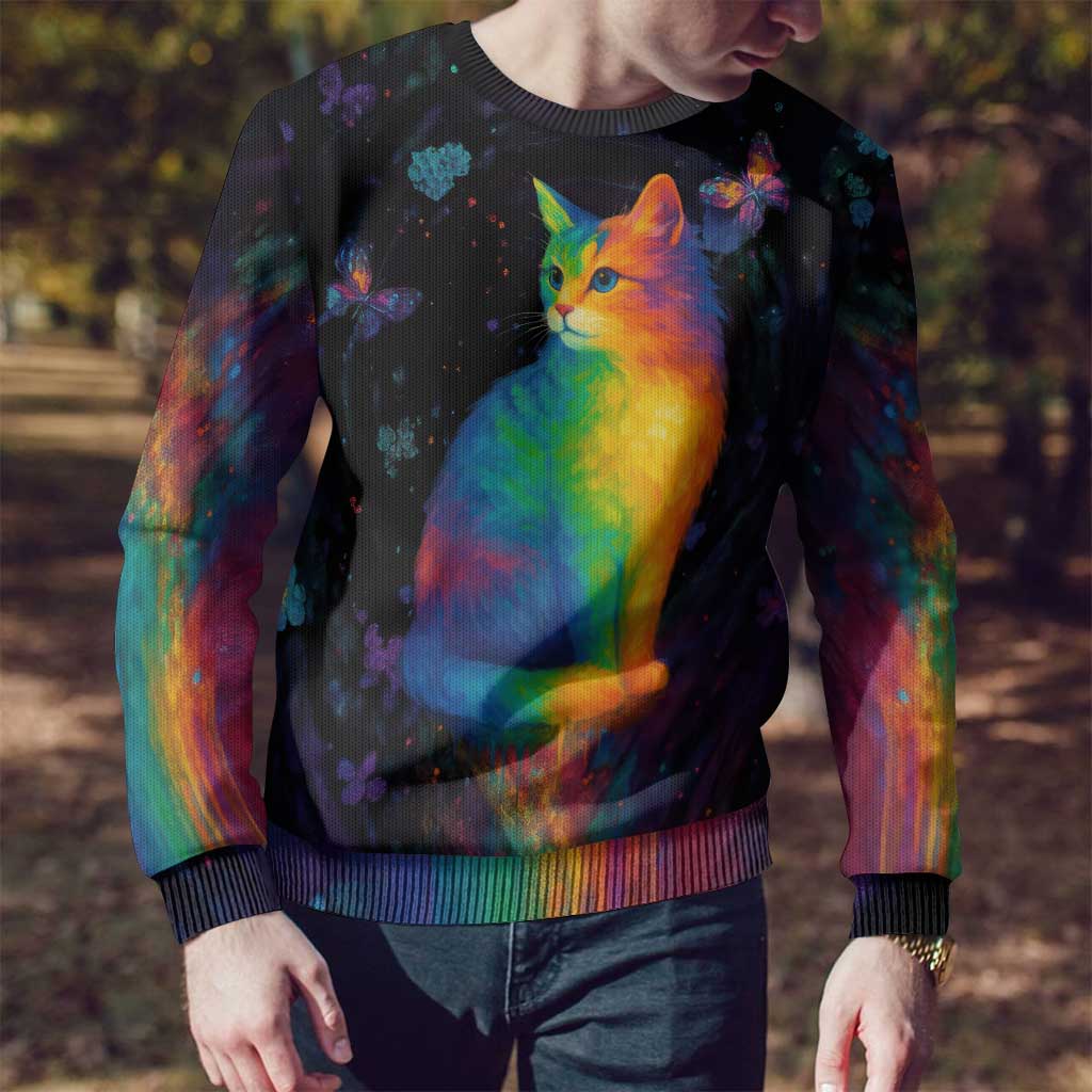 Cat Colorful Christmas Ugly Christmas Sweater Xmas Holiday Patterns - Wonder Print Shop