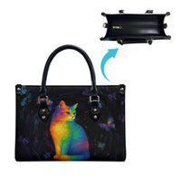 Cat Colorful Christmas Leather Bag Xmas Holiday Patterns - Wonder Print Shop