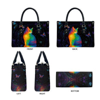 Cat Colorful Christmas Leather Bag Xmas Holiday Patterns - Wonder Print Shop