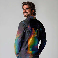 Cat Colorful Christmas Long Sleeve Polo Shirt Xmas Holiday Patterns - Wonder Print Shop