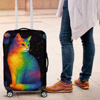 Cat Colorful Christmas Luggage Cover Xmas Holiday Patterns - Wonder Print Shop