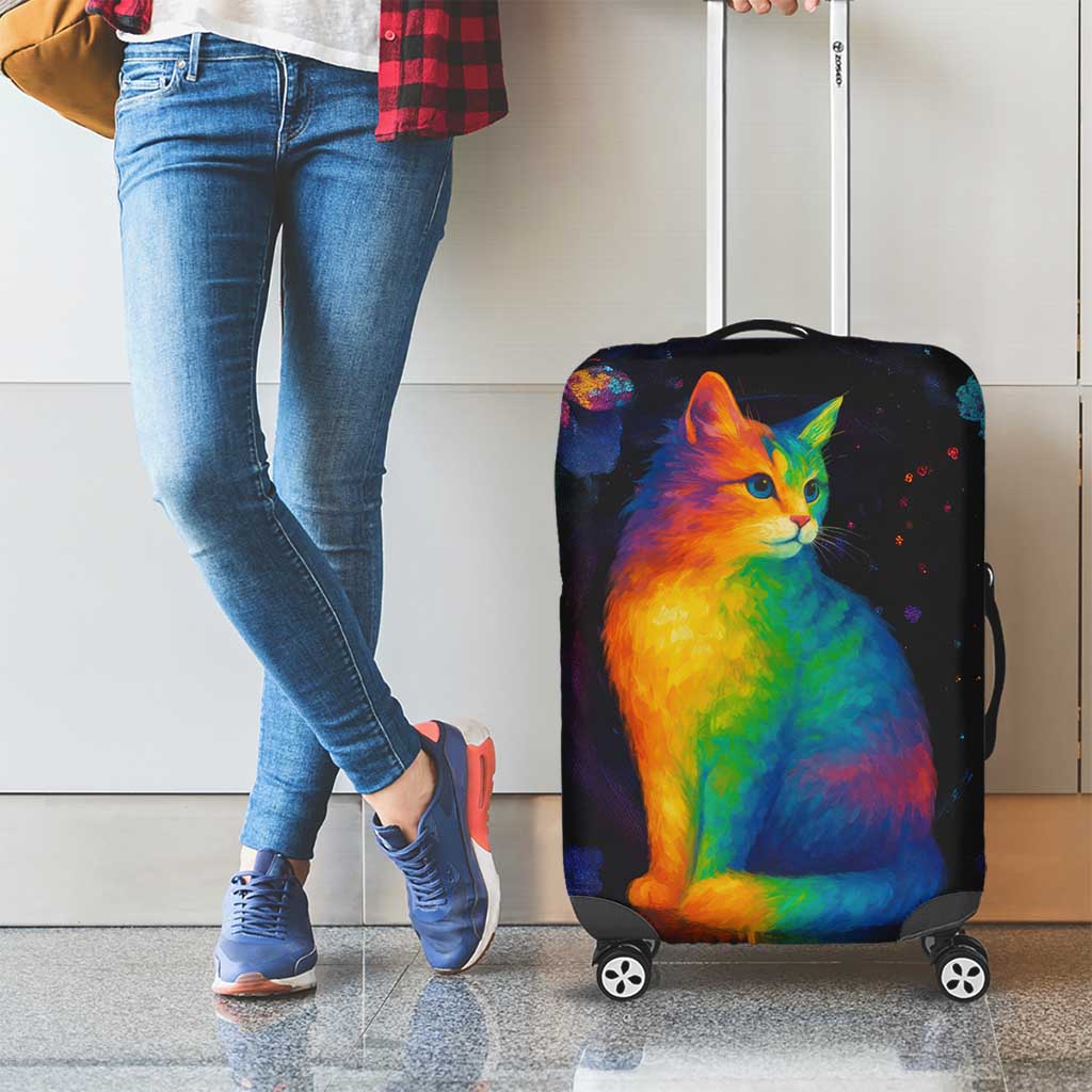 Cat Colorful Christmas Luggage Cover Xmas Holiday Patterns - Wonder Print Shop