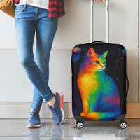Cat Colorful Christmas Luggage Cover Xmas Holiday Patterns - Wonder Print Shop