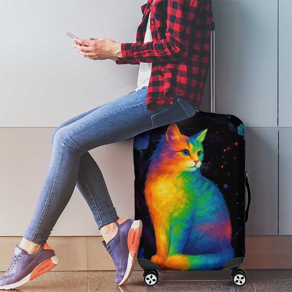 Cat Colorful Christmas Luggage Cover Xmas Holiday Patterns - Wonder Print Shop