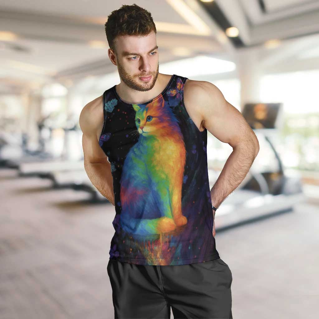 Cat Colorful Christmas Men Tank Top Xmas Holiday Patterns - Wonder Print Shop