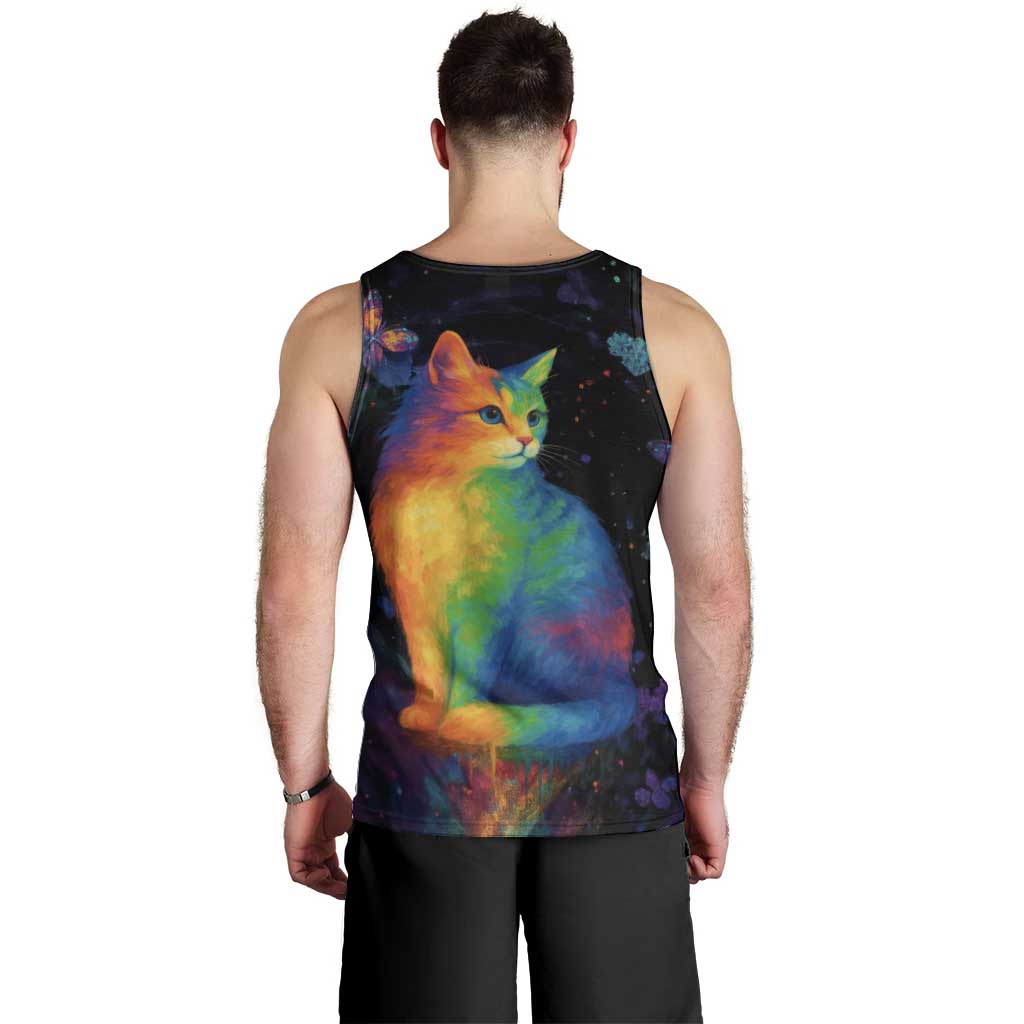 Cat Colorful Christmas Men Tank Top Xmas Holiday Patterns - Wonder Print Shop