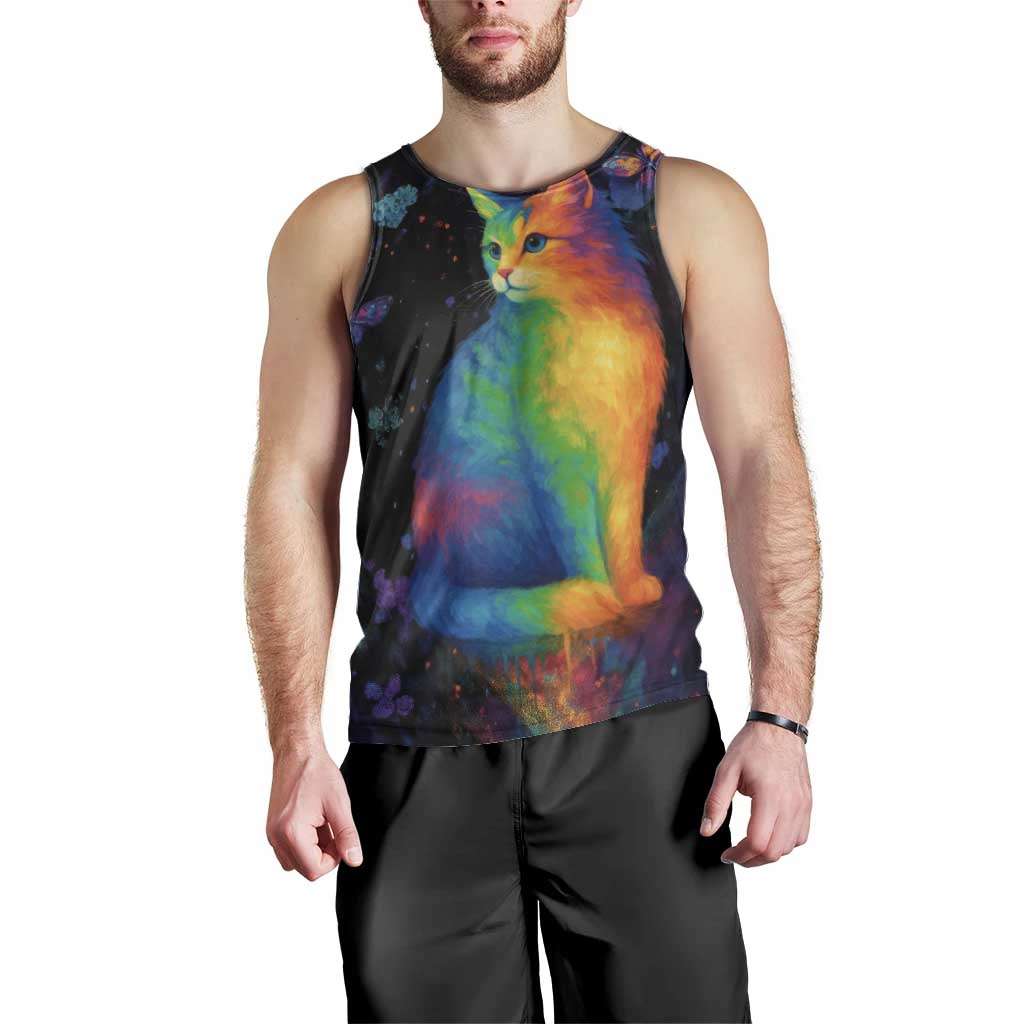 Cat Colorful Christmas Men Tank Top Xmas Holiday Patterns - Wonder Print Shop