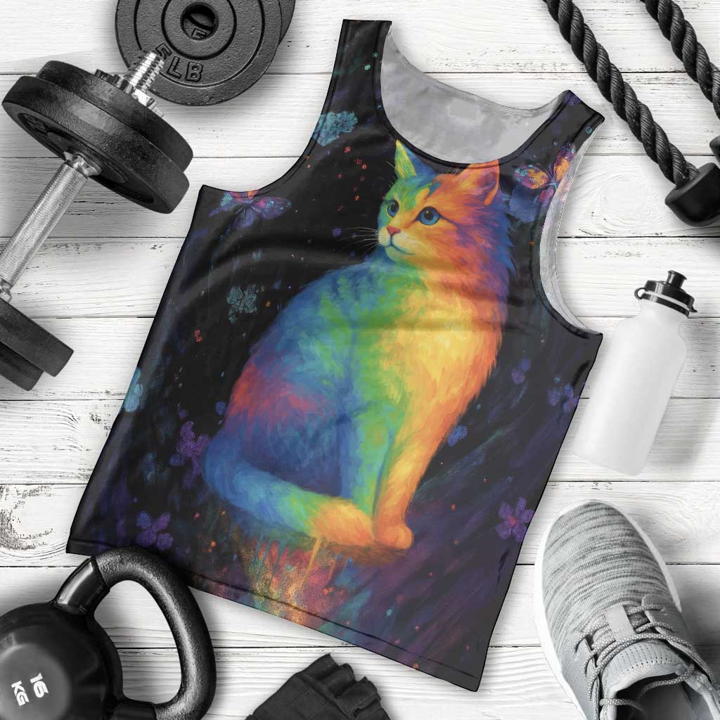 Cat Colorful Christmas Men Tank Top Xmas Holiday Patterns - Wonder Print Shop