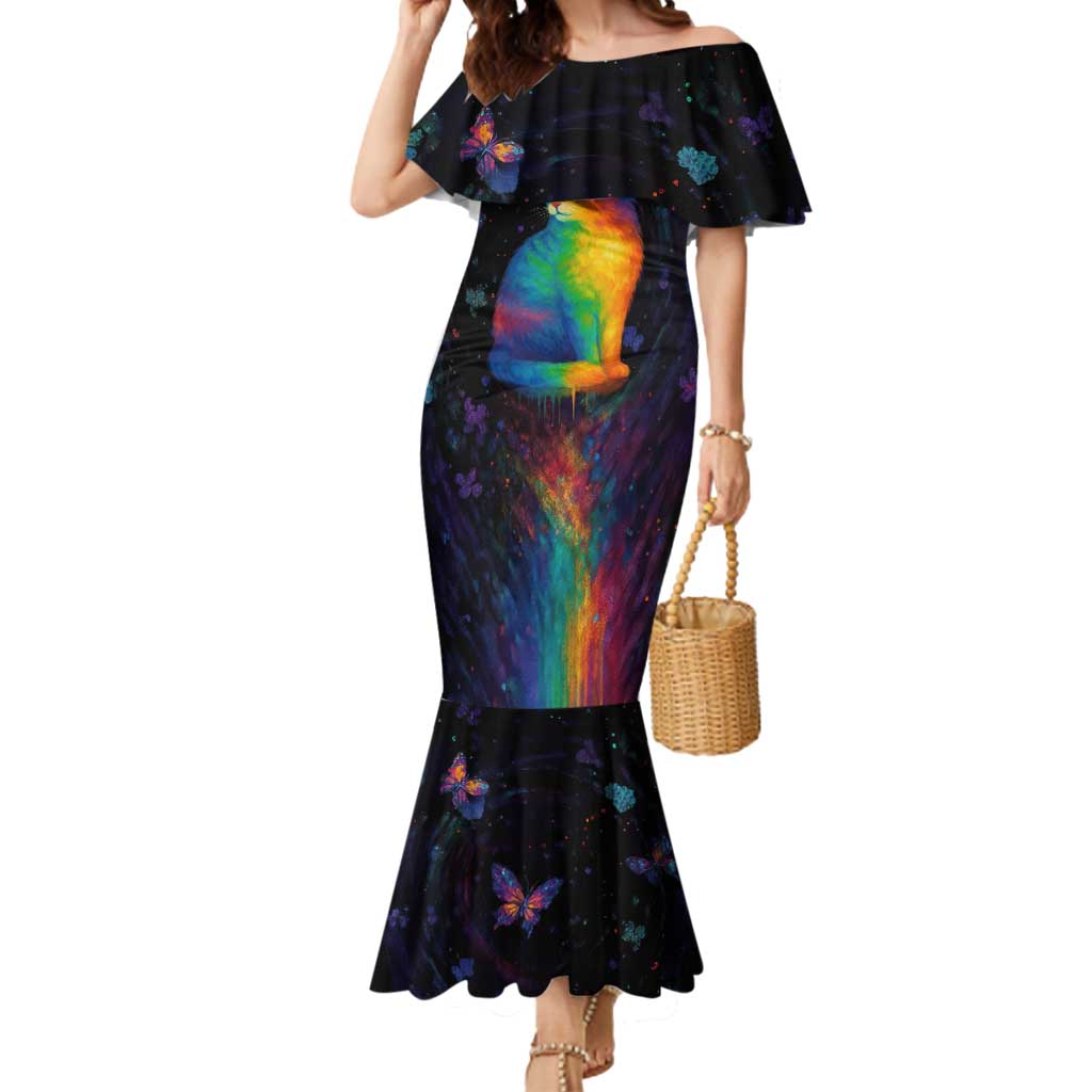 Cat Colorful Christmas Mermaid Dress Xmas Holiday Patterns - Wonder Print Shop