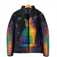 Cat Colorful Christmas Padded Jacket Xmas Holiday Patterns - Wonder Print Shop