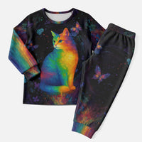 Cat Colorful Christmas Pajama Set Xmas Holiday Patterns - Wonder Print Shop