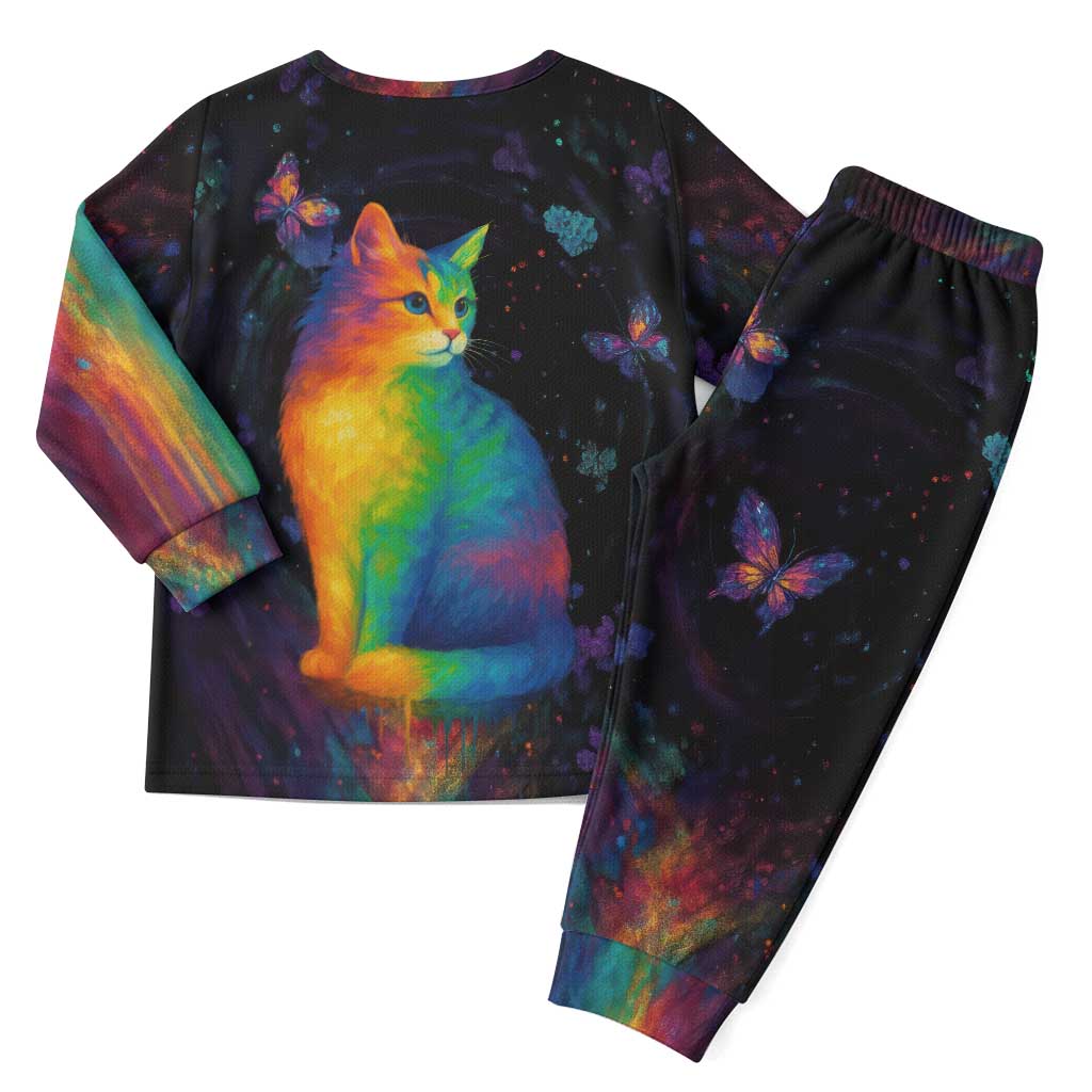 Cat Colorful Christmas Pajama Set Xmas Holiday Patterns - Wonder Print Shop