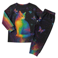 Cat Colorful Christmas Pajama Set Xmas Holiday Patterns - Wonder Print Shop