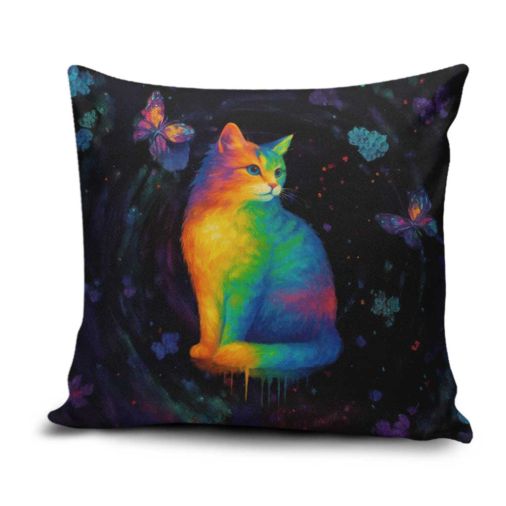 Cat Colorful Christmas Pillow Cover Xmas Holiday Patterns - Wonder Print Shop