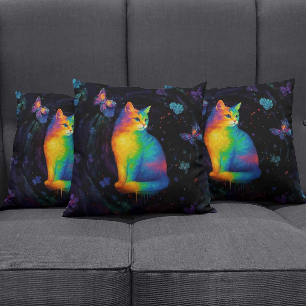 Cat Colorful Christmas Pillow Cover Xmas Holiday Patterns - Wonder Print Shop