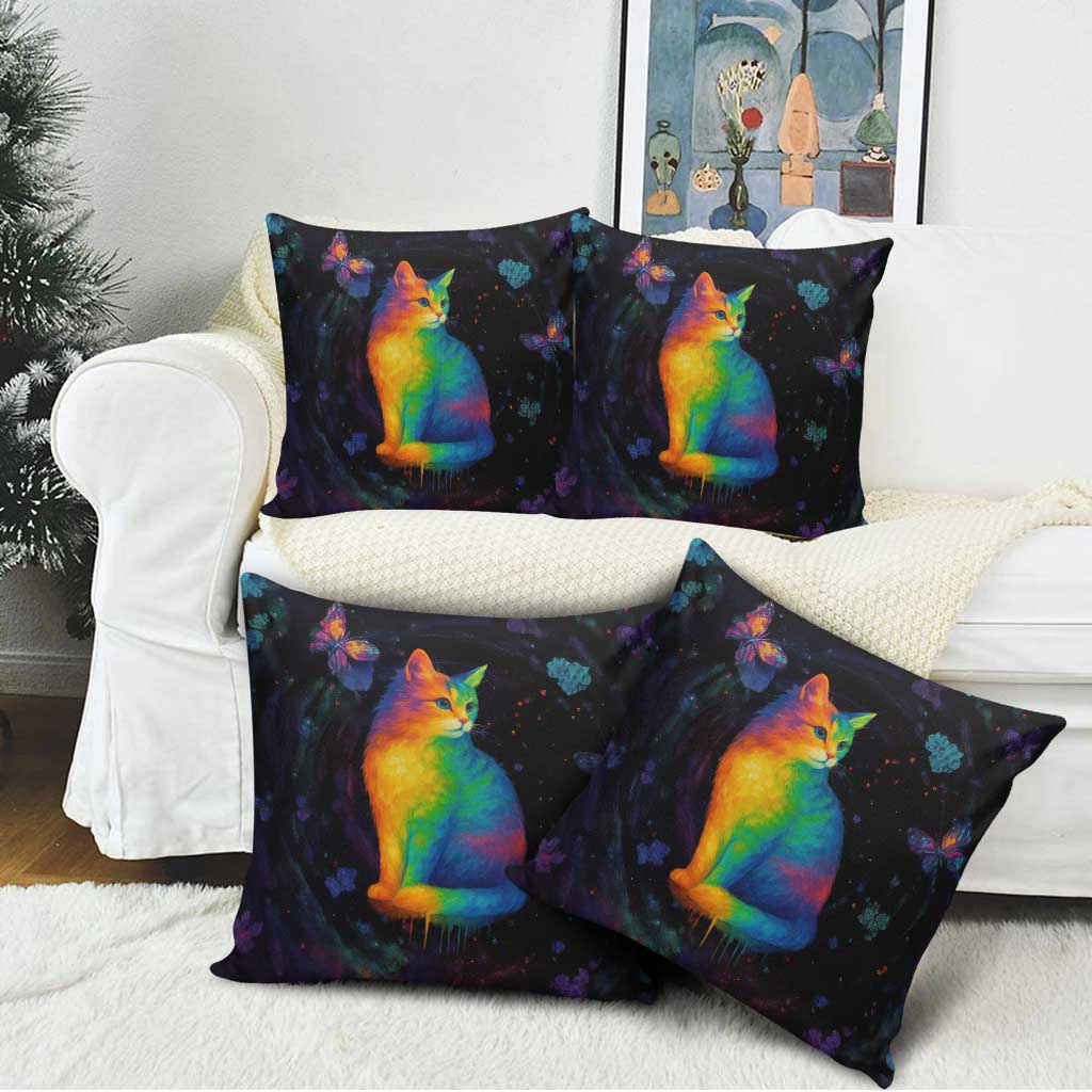 Cat Colorful Christmas Pillow Cover Xmas Holiday Patterns - Wonder Print Shop