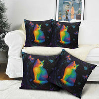 Cat Colorful Christmas Pillow Cover Xmas Holiday Patterns - Wonder Print Shop